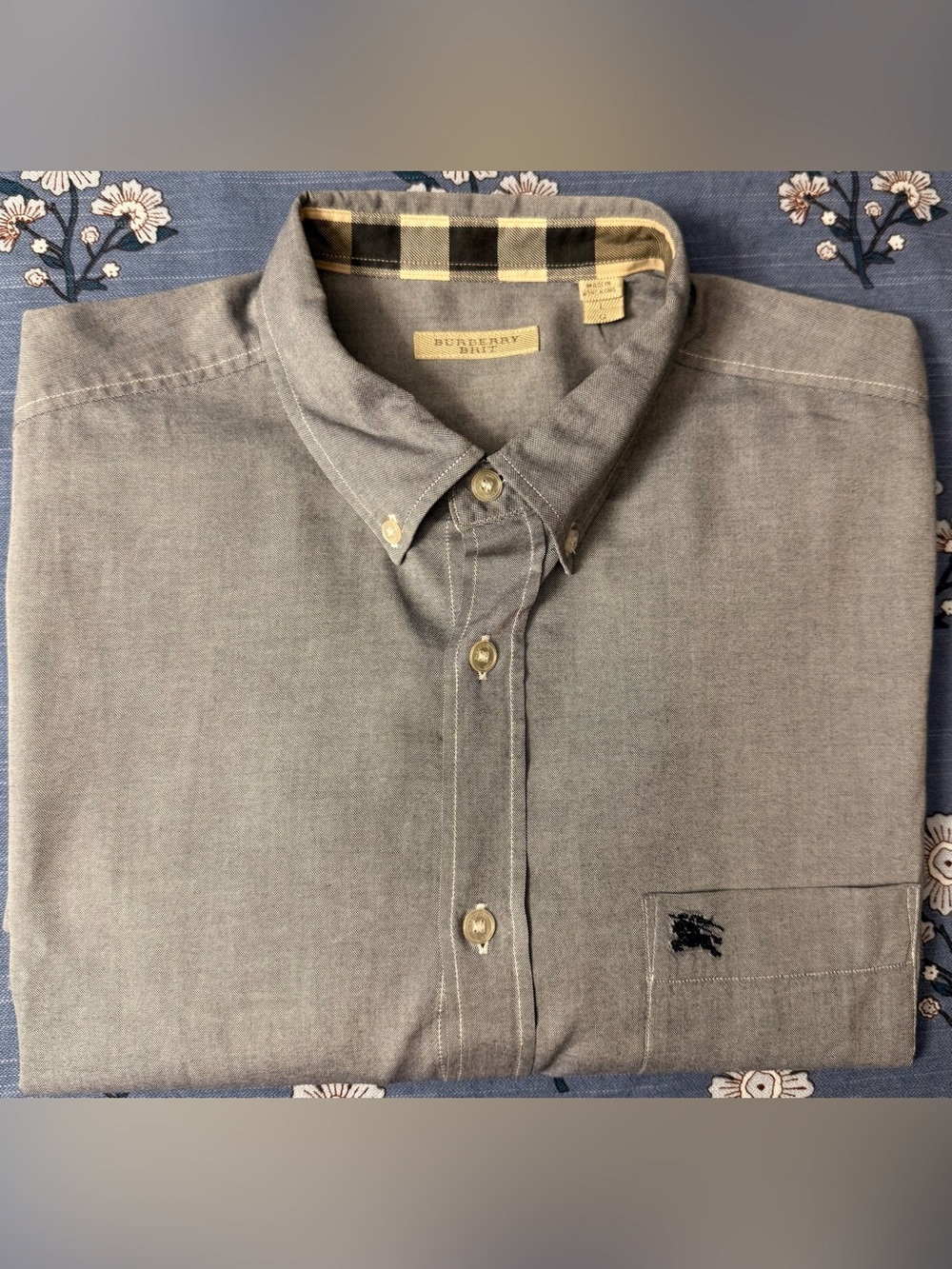 Burberry Brit Long-Sleeve Shirt – Men’s Size L – Grayish Blue – EUC